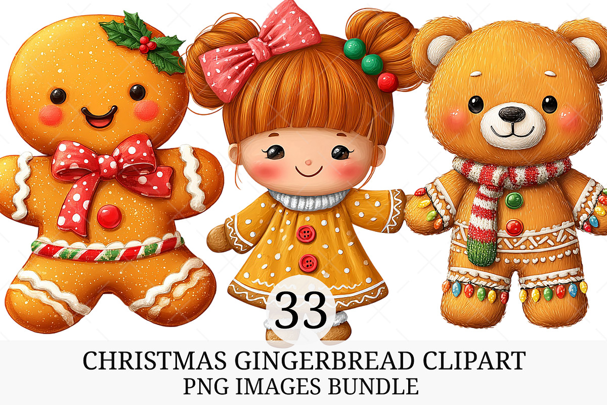 Christmas Gingerbread Clipart, an Illustration by Craft Nest (Photo 1 of 10)