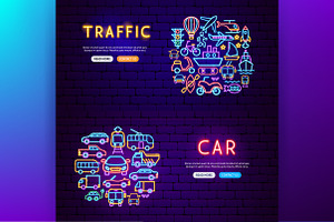 Transport Neon Vector Icons