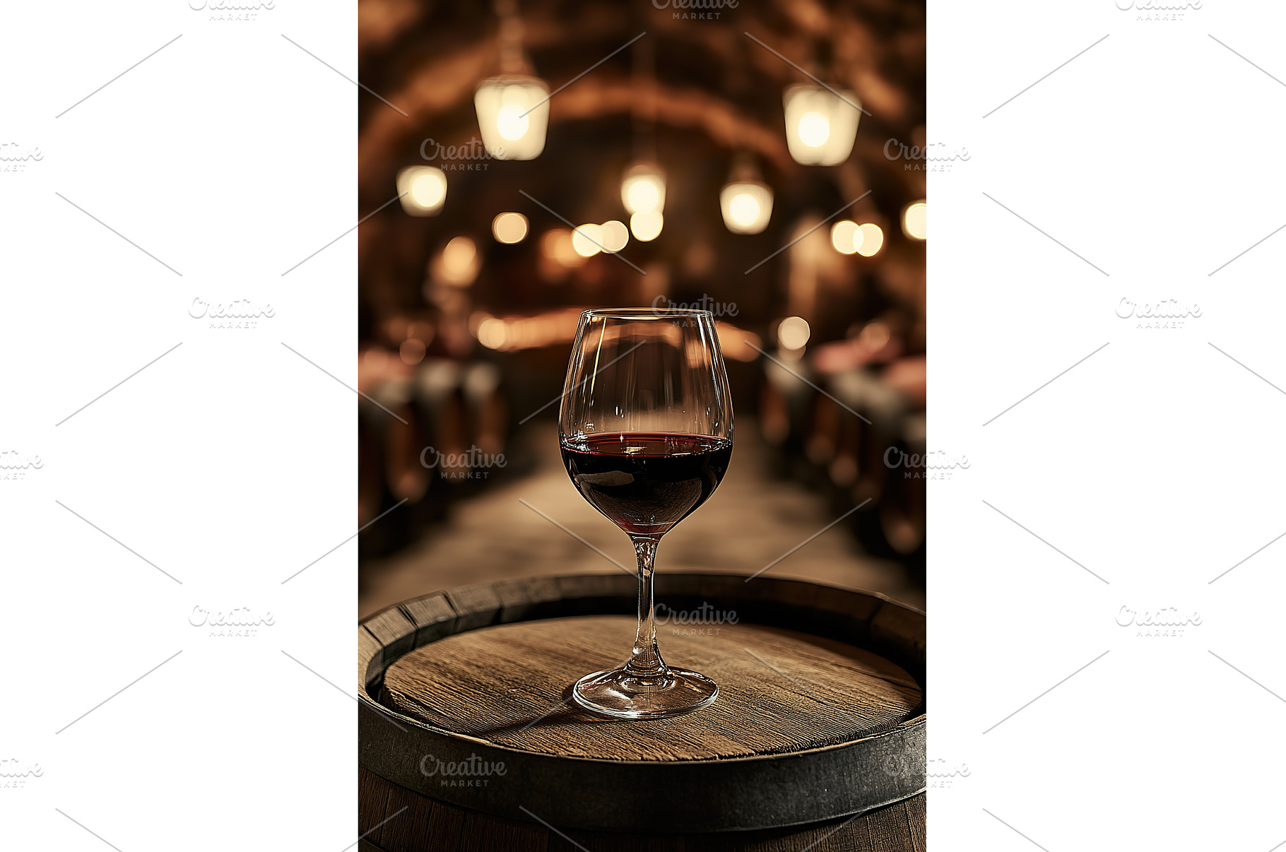 Red wine glass on barrel in rustic, a Food & Drink Photo by Lermont51