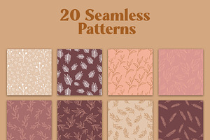 Floral & Leaves Seamless Patterns