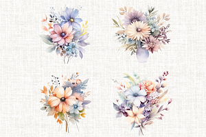 Pastel Wildflowers Bouquet PNG