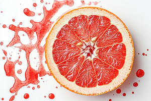Vibrant grapefruit slice on white, a Photo by Pavel_design