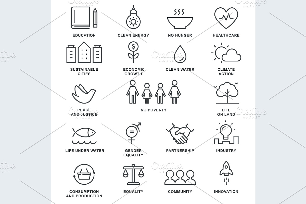Sustainable Development Vector Icons, an Outline Icon by Julia Batsheva (Photo 2 of 2)