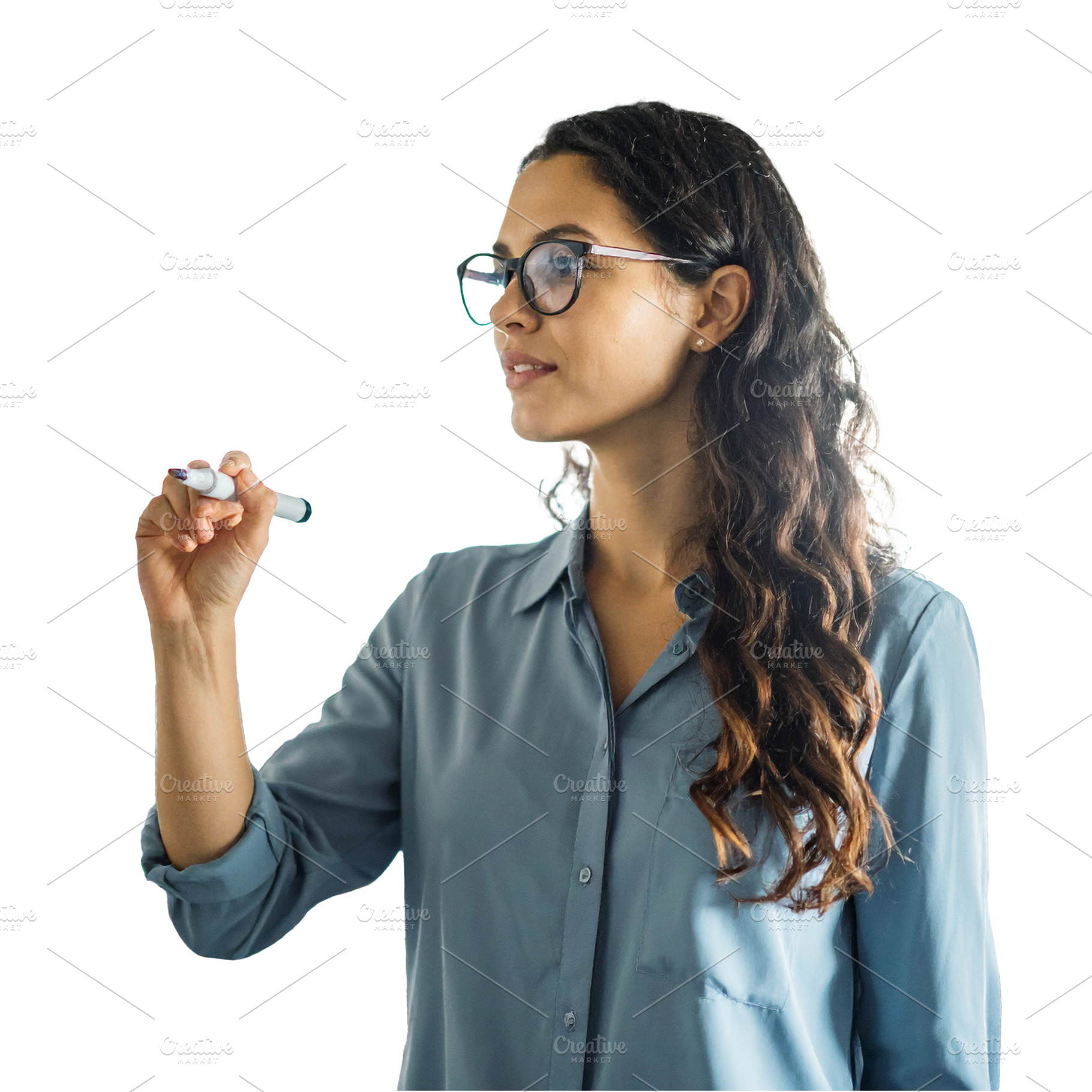 Young adult pointing with marker isolated photo, a School & Education Photo by DanFLCreativo