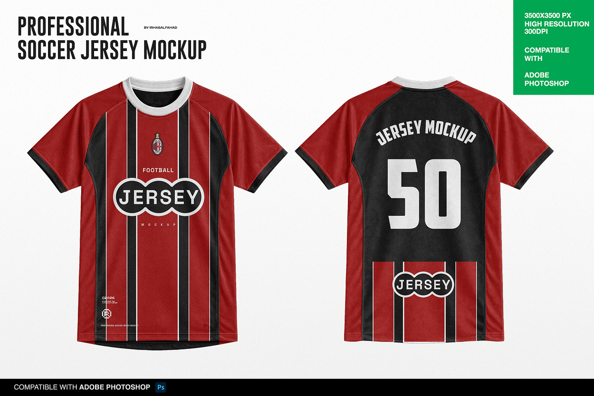Professional Soccer Jersey Mockup, a Shirt Mockup by Irhasalfahad (Photo 3 of 8)