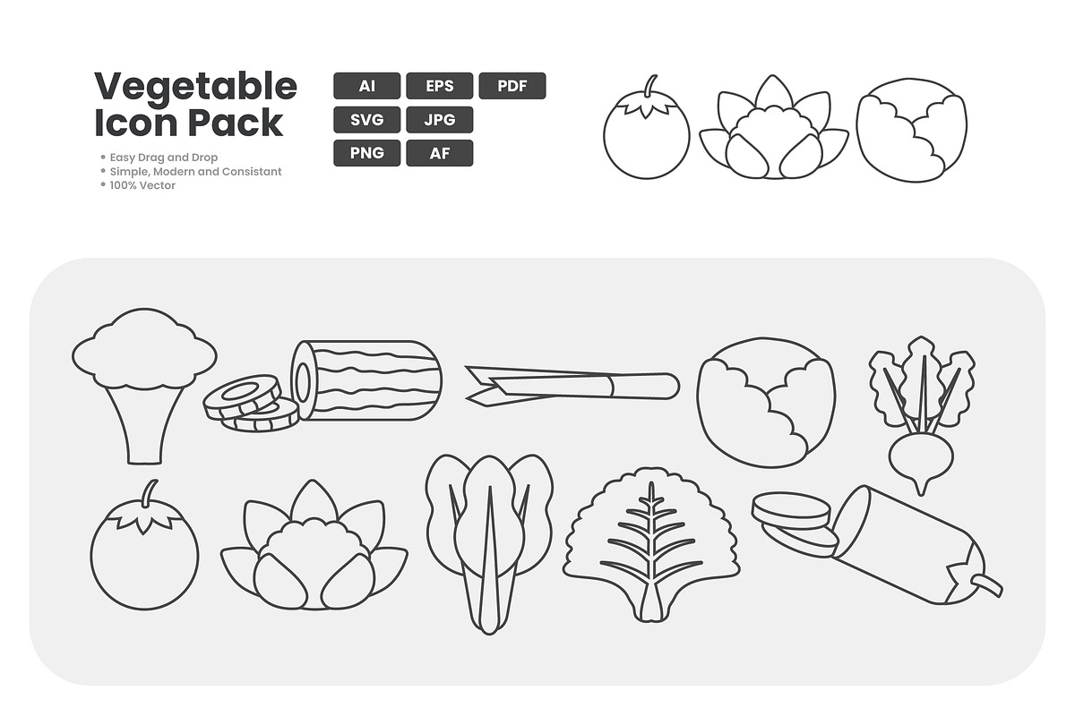 Vegetable Icon Pack, an Outline Icon by erifqizeicon (Photo 3 of 3)