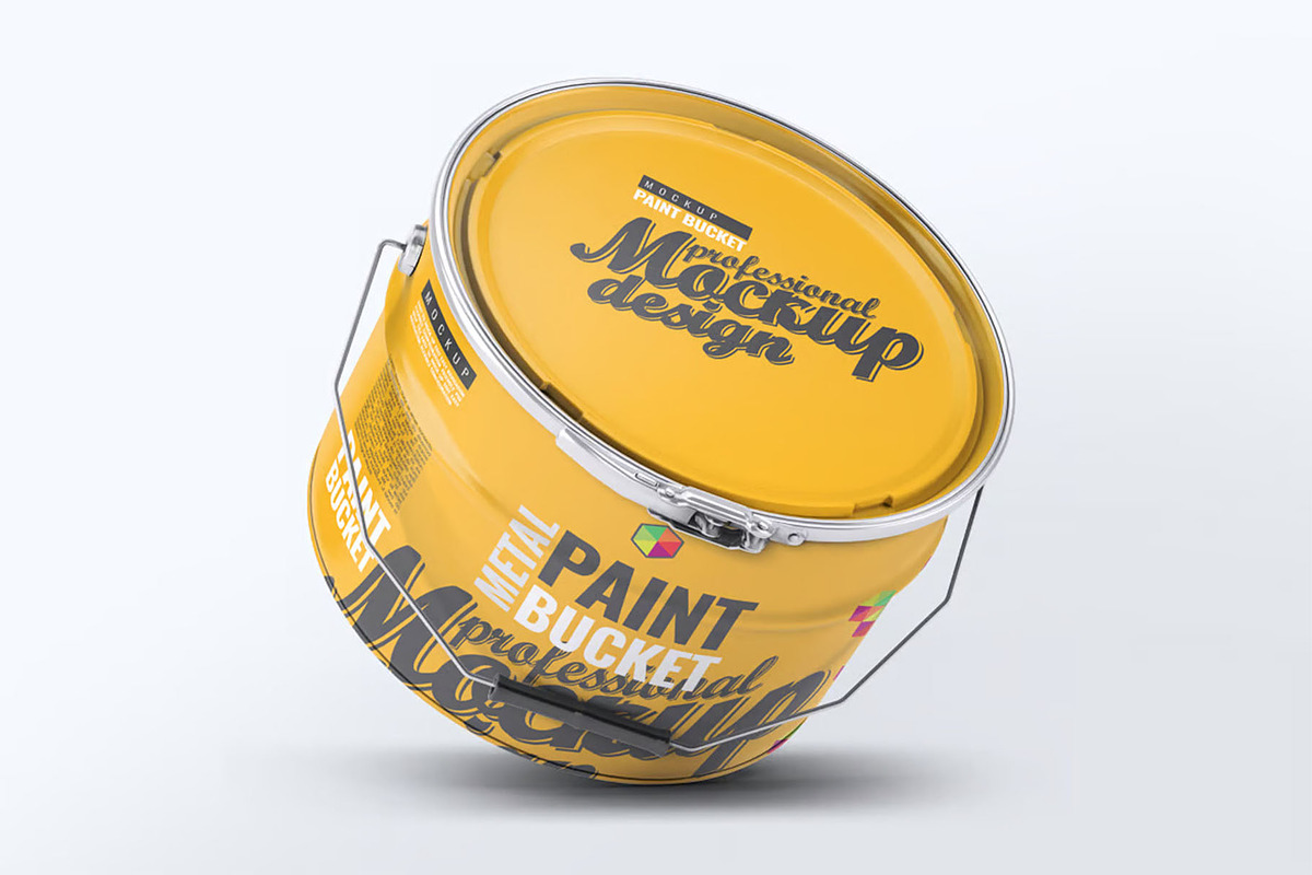 Metal Paint Bucket Mock-Up, a Product Mockup by DesignRushMarket (Photo 4 of 8)