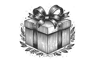 Christmas Gift Box With Botanical