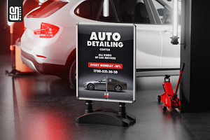 Car Service Stand Poster Mockup