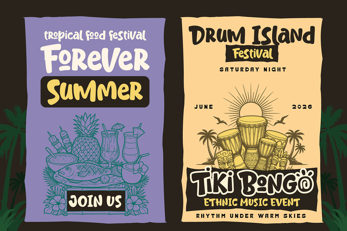 Tiki Bongo - Tropical Display Font, a Handwritten Font by Inviline.co (Photo 5 of 13)