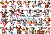 Watercolor Funny Cow Clipart, an Illustration by Rose Art (Thumbnail 1 of 6)