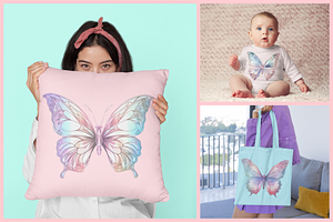 Pastel Holographic Butterfly Clipart