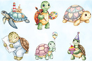 Watercolor Turtle Clipart Bundle, an Illustration by Craft Nest (Thumbnail 4 of 6)