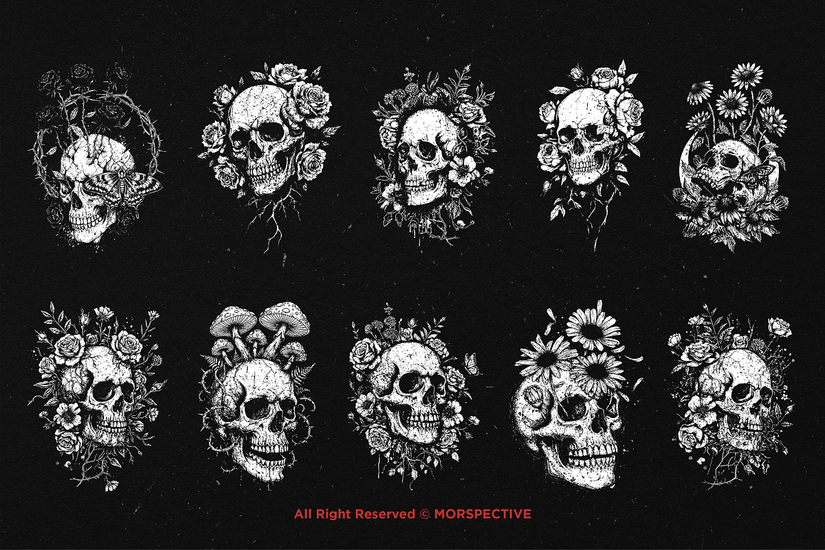 10 Bundle Dark Art Floral Death, an Illustration by Morspective (Photo 6 of 7)