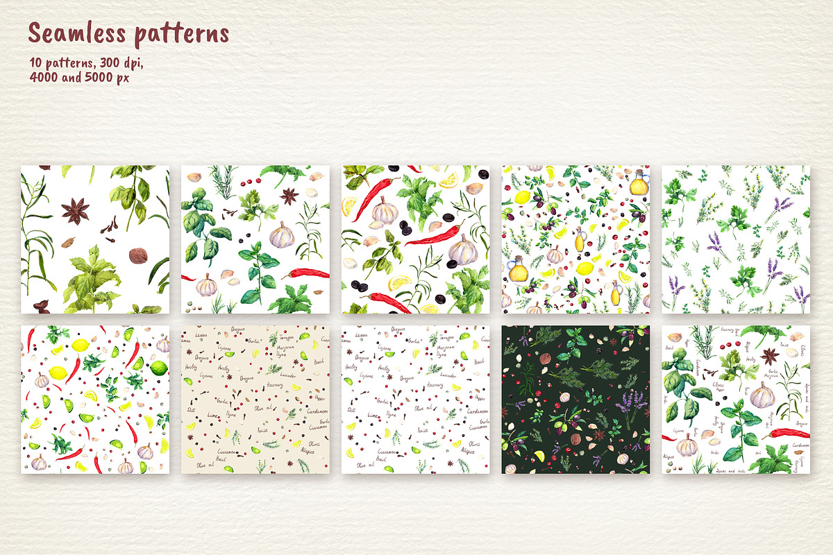 Herbs & Spices Watercolor Clipart, a Food Illustration by Where summer is (Photo 7 of 11)