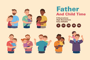 Father and Child Moments Vector