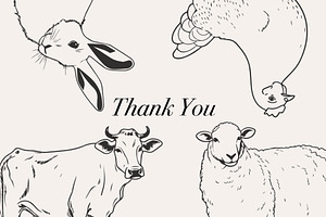 50 Farm Animals Procreate Stamps