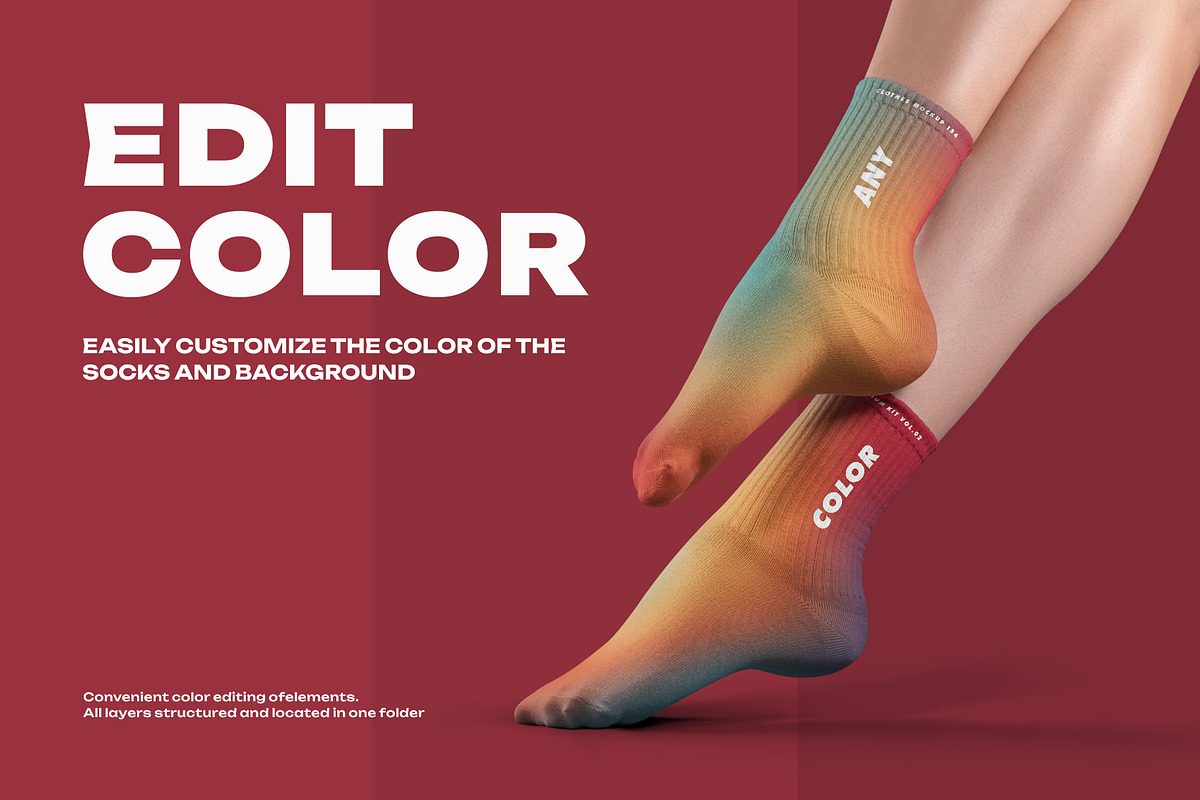 7 Medium Socks Mockup Female Leg, a Bottom Mockup by Grow Design Craft Studio (Photo 2 of 7)