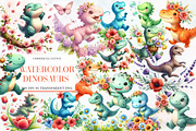 Dinosaurs Watercolor Clipart, an Illustration by Designworld (Thumbnail 1 of 6)