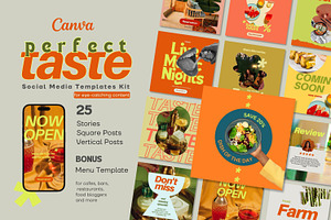 Perfect Taste Social Media Kit, a Social Media Template by Cat In Colour