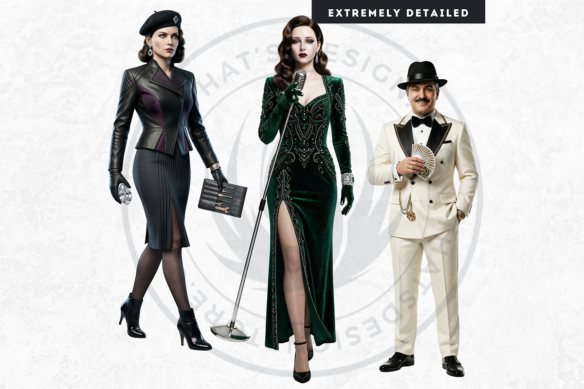 Noir Movie Characters Cliparts, a Decorative Illustration by ThatsDesignArt (Photo 9 of 11)
