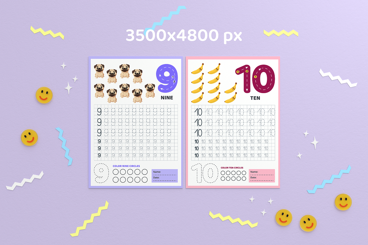 20 Number Tracing Pages for Kids, an Education Illustration by IuliiaSavko (Photo 6 of 6)