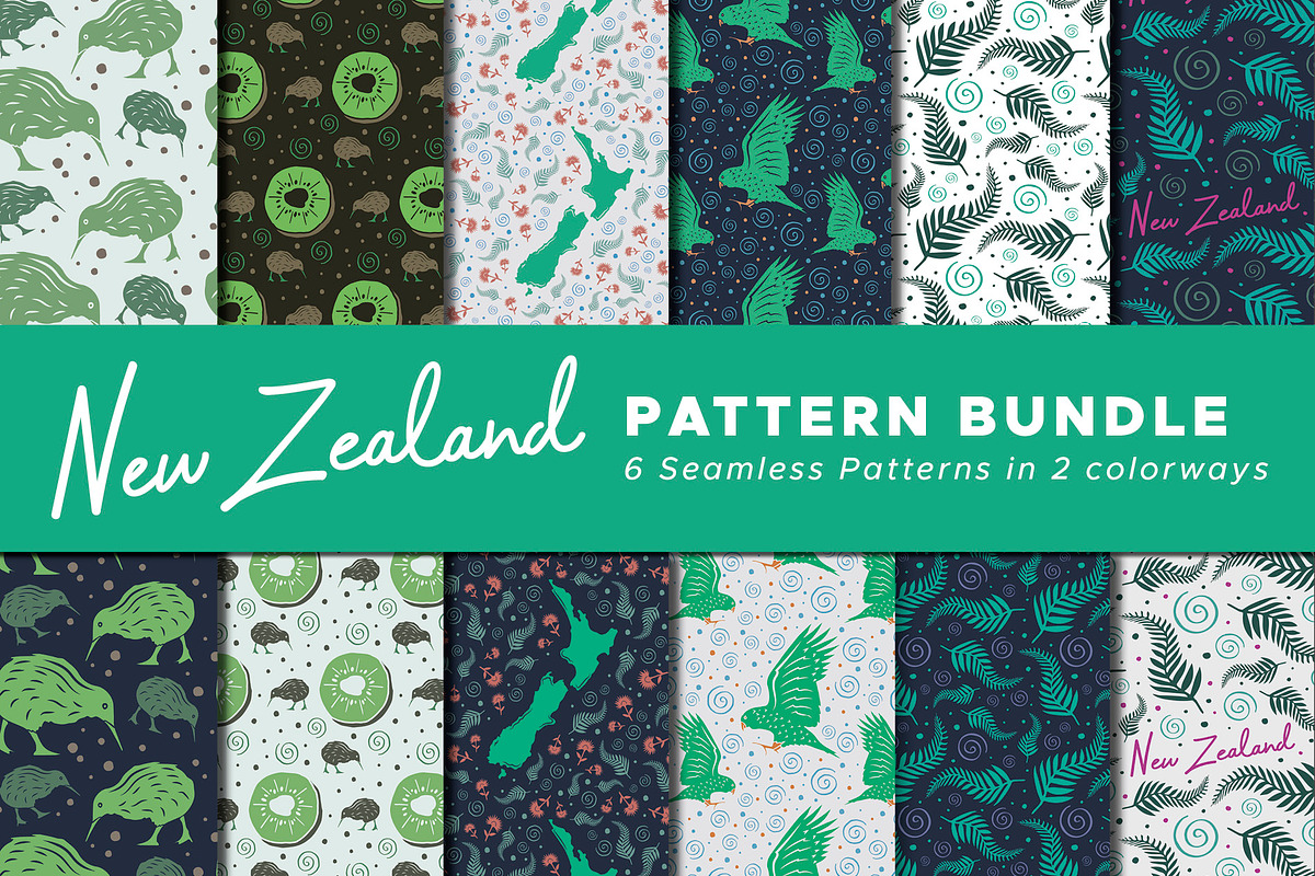 New Zealand Seamless Patterns Papers, a Pattern Graphic by BeesDesign (Photo 1 of 4)
