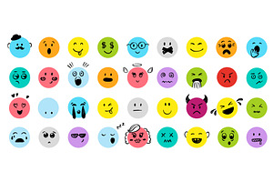 Emotional comic faces. Cartoon, an Object Illustration by Valerie Bodnar