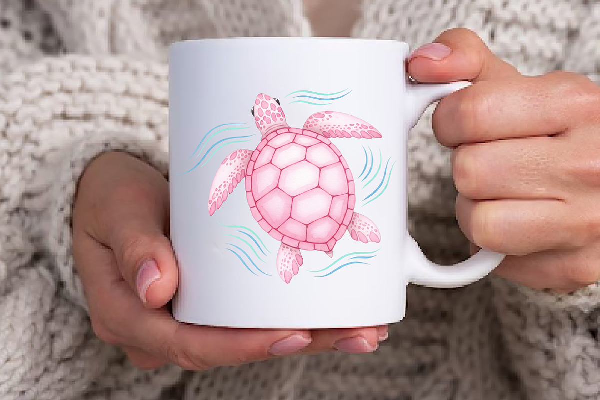 Pink Sea Turtle Clipart PNG, an Illustration by Watercolor design (Photo 2 of 6)