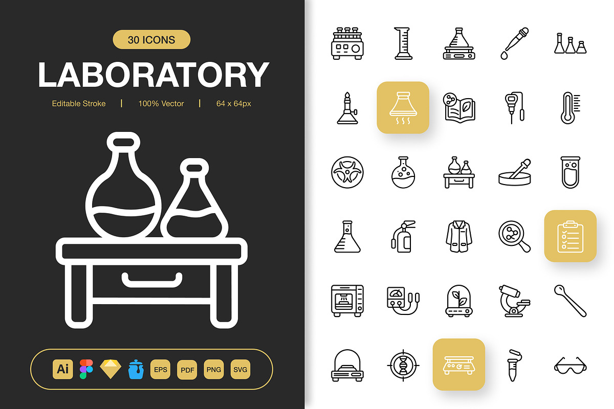 Laboratory Icons, an Outline Icon by Spacepixel Creative