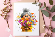 Whimsical spring garden grandma clip, an Illustration by SinaCreation (Thumbnail 7 of 11)