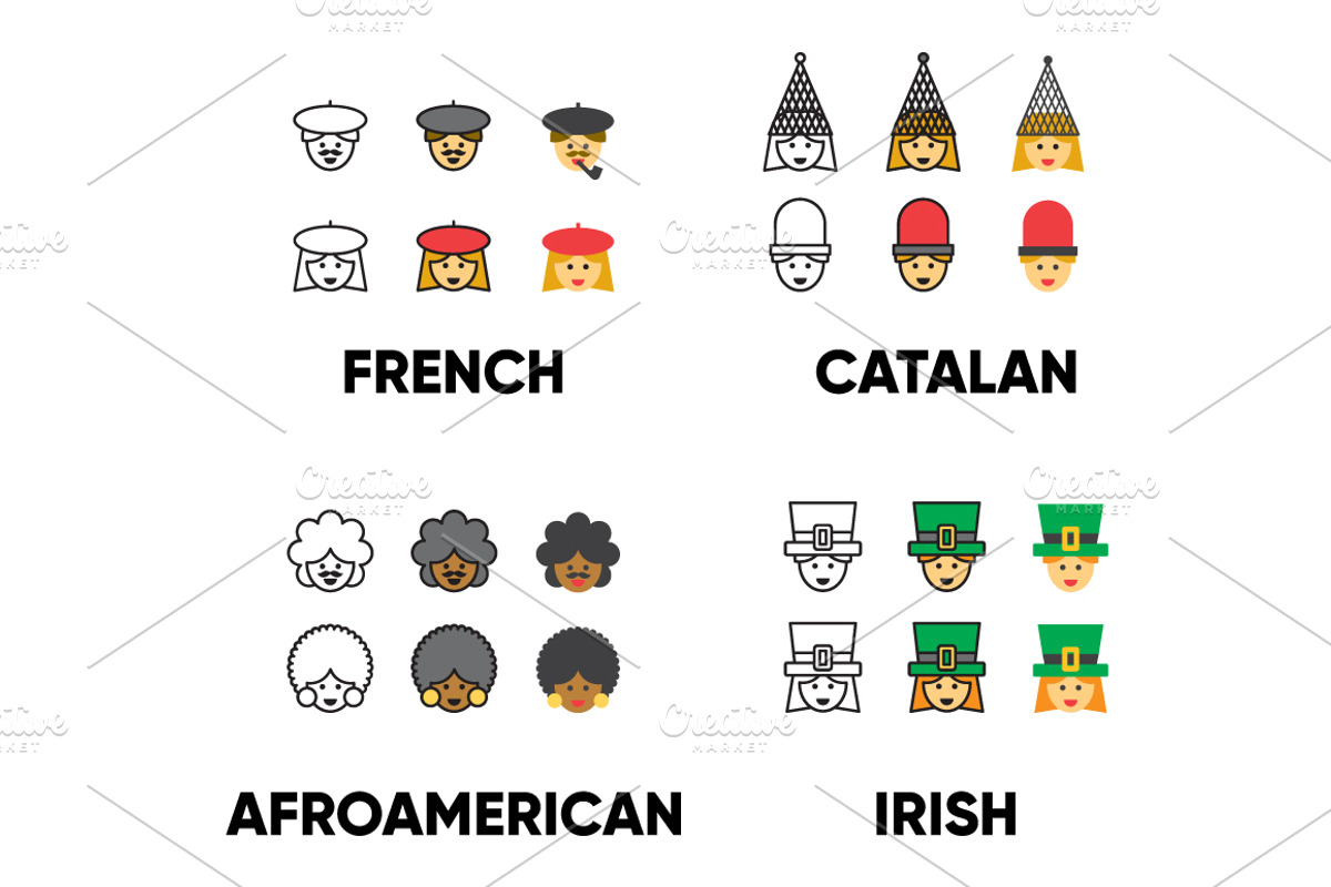 180 People of the world ICONS, an Outline Icon by beguima (Photo 2 of 9)