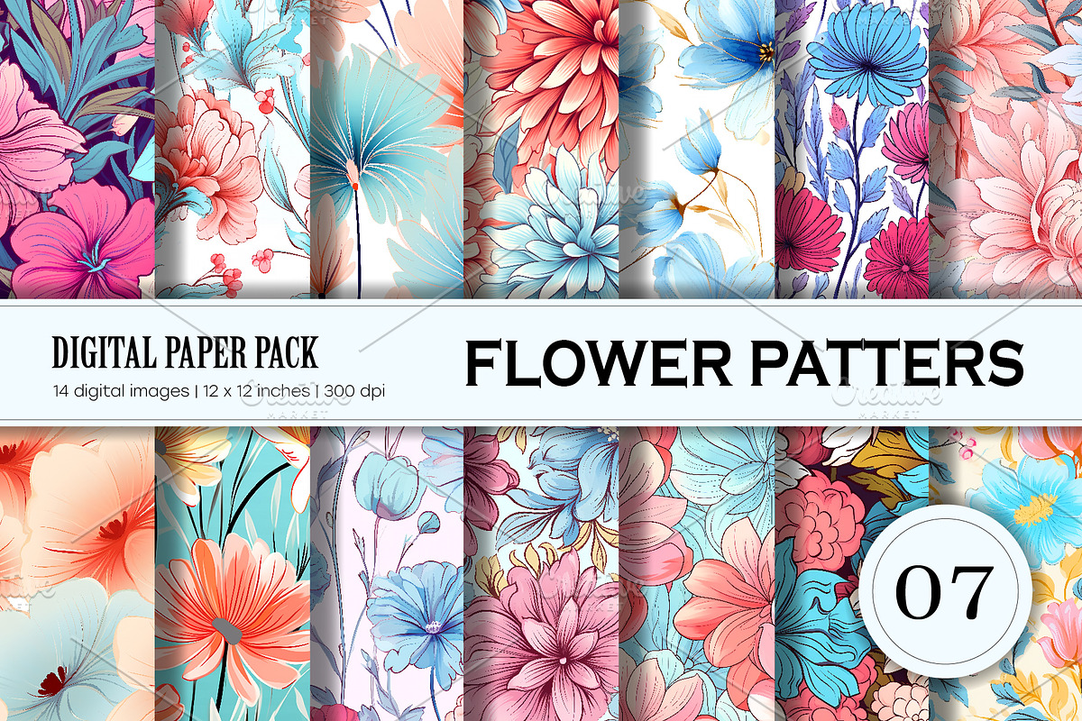 Big Bundle Floral Patterns 01., a Pattern Graphic by KENO Mascots (Photo 8 of 11)
