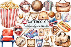 Vintage Baseball Game Day Clipart, an Illustration by Rose Art