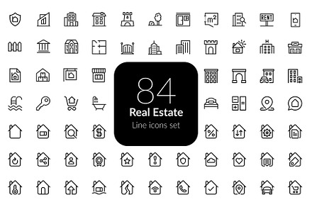 Real Estate line icons set