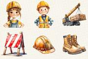 Watercolor Construction Clipart, an Illustration by OK Design (Thumbnail 4 of 5)
