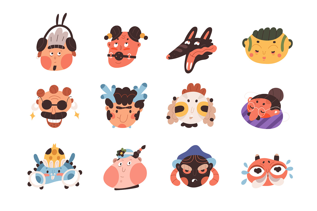 Funny abstract character avatars set, an Animal Illustration by Good Studio (Photo 2 of 5)