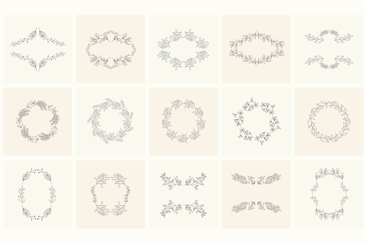 Hand drawn floral frames. Bundle., a Decorative Illustration by Designwork (Photo 9 of 21)
