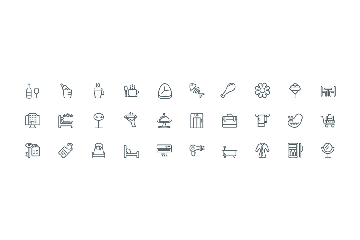 390 Hotel Line Icons, an Outline Icon by Vectors Market (Photo 6 of 6)