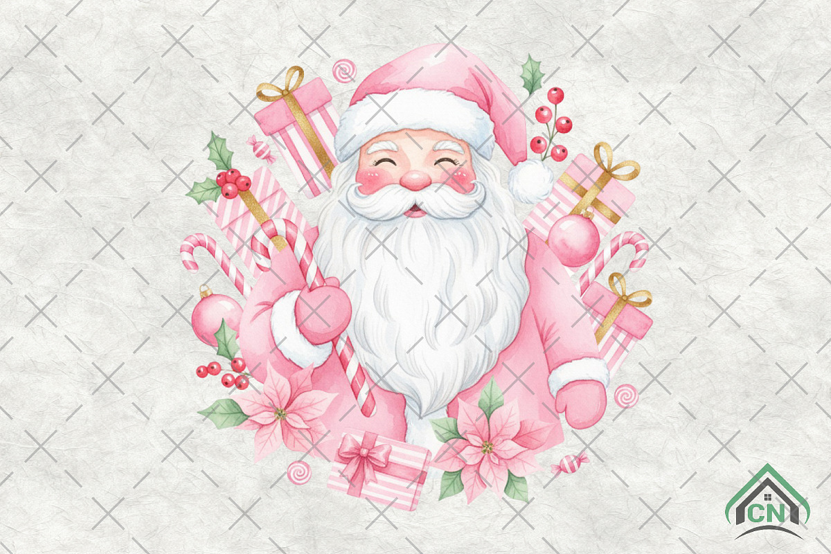 Christmas Coquette Pink Santa PNG, an Illustration by Craft Nest (Photo 1 of 6)