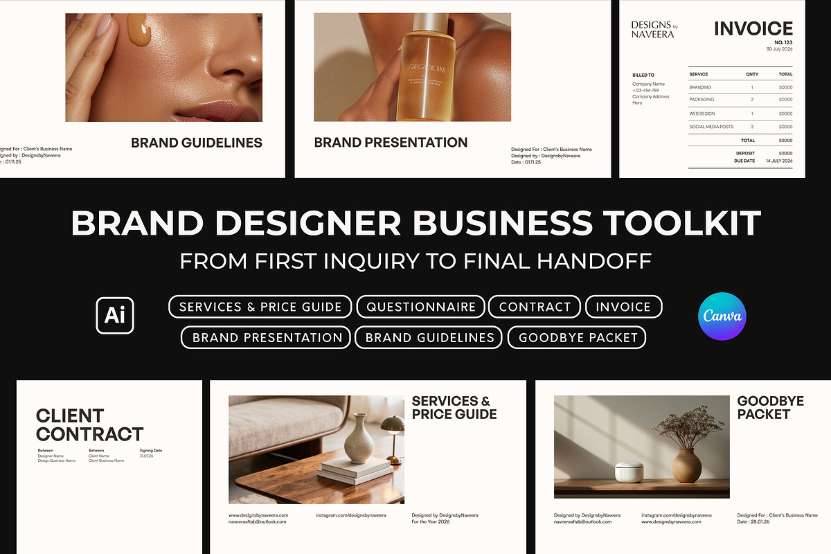 Brand Designer Business ToolKit, a Branding & Logo Template by Naveera Aftab (Photo 1 of 8)