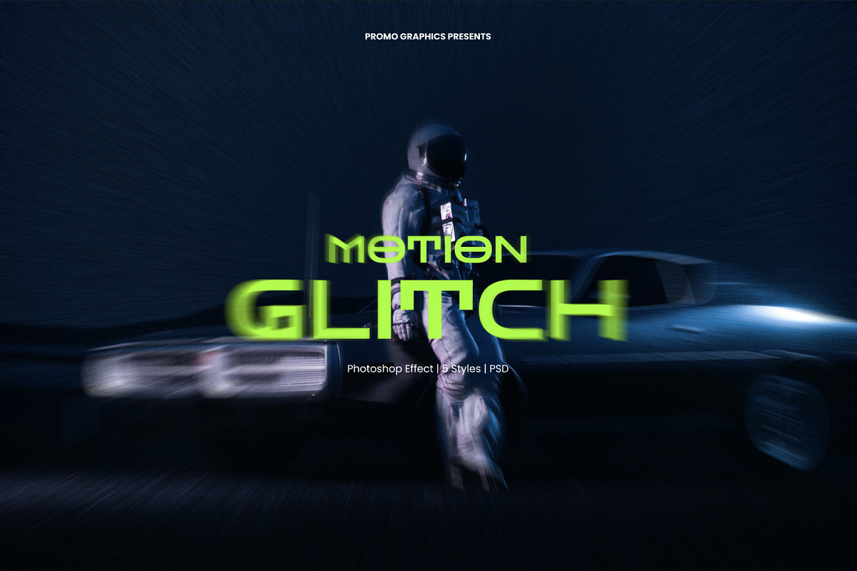 Motion Glitch Photoshop Effect, a Layer Style Add-On by Promo Graphics (Photo 1 of 8)