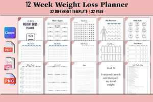 Editable 12 Week Weight Loss Planner