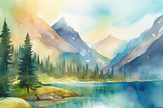 Watercolor Mountain Landscape, a Background Graphic by Printable Treasure (Thumbnail 2 of 7)