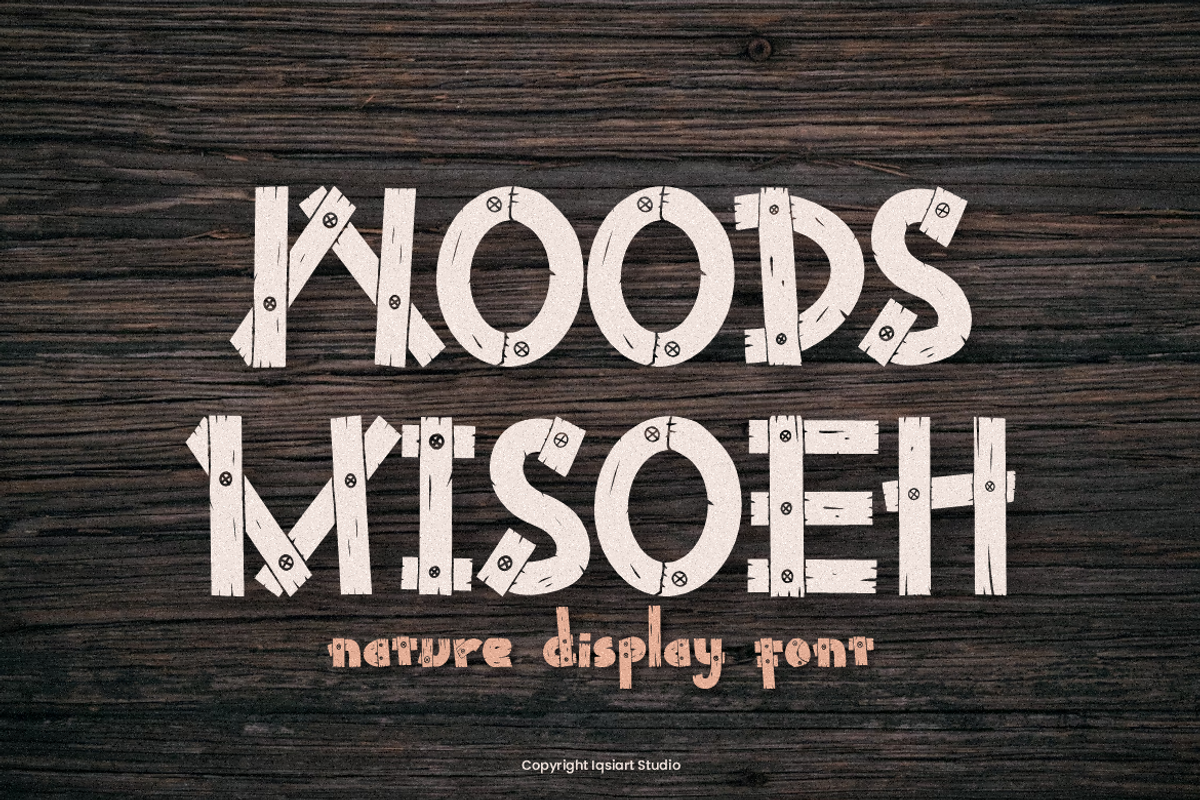 Woods Misoeh - Nature Font, a Sans Serif Font by Iqsiart Studio (Photo 1 of 7)