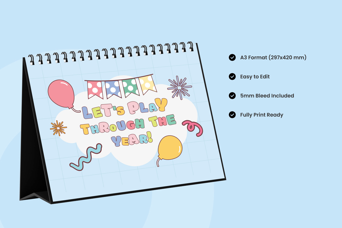 Cute Desk Calendar Template V1, a Stationery Template by twinstd (Photo 3 of 3)