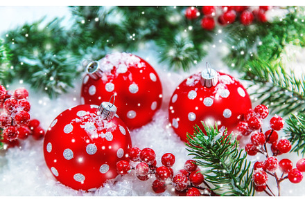 Christmas cards with snow and decor, a Holiday Photo by yanadjana