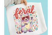 Summer Raccoon Preppy Hand Drawn PNG, a Seasonal Illustration by designcity5 (Thumbnail 1 of 4)