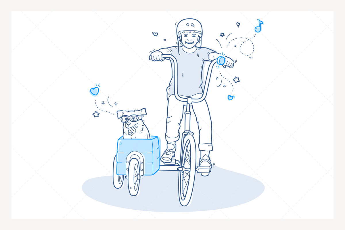 Kid and Dog with Goggles on Bicycle, a Graphic by PixelBender (Photo 1 of 5)