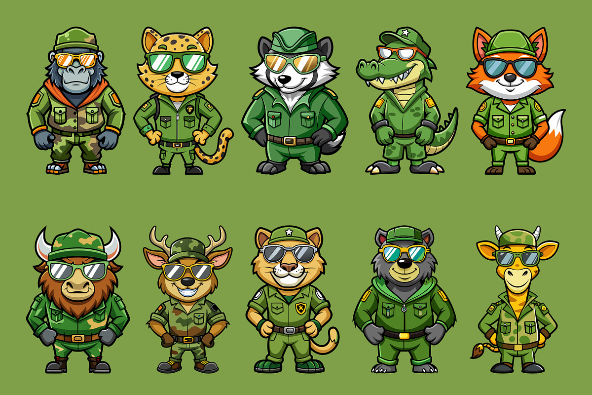 Wildlife Army Mascot Illustration, an Illustration by Riswan Ratta (Photo 2 of 5)